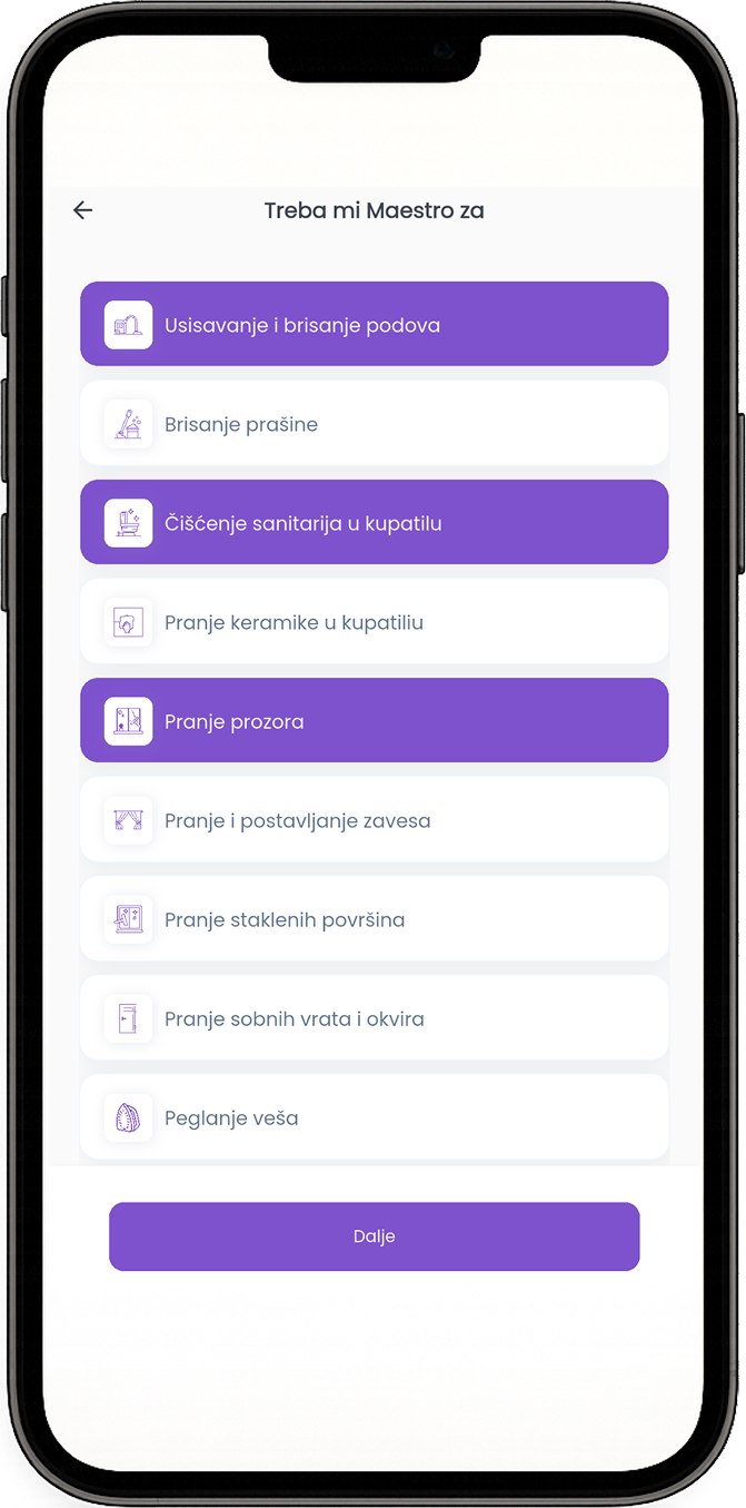 Izaberite uslugu koja vam je potrebna